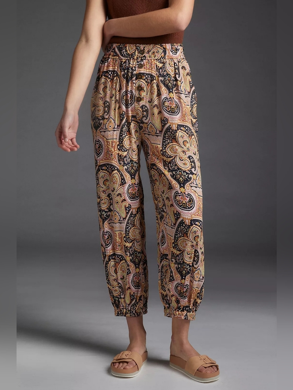 Anthropologie Odette Paisley Soft Joggers 3X Boho Lightweight High Rise Pants